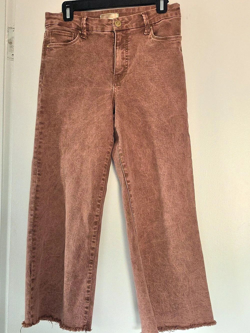 Kut from the Kloth Straight Leg Frayed Hem Jeans in Brown Size 4